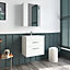 Rio 2 Drawer Wall Hung Vanity Basin Unit - 600mm - Gloss White with Brushed Brass D Handles (Tap Not Included)