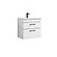 Rio 2 Drawer Wall Hung Vanity Basin Unit - 600mm - Gloss White with Square Black D Handles (Tap Not Included) - Balterley