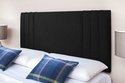 Rio 3 Turin Linen 5ft Kingsize 24" Headboard -  Black