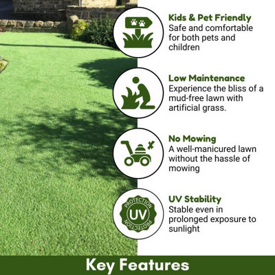Rio 30mm Outdoor Artificial Grass, Plush Artificial Grass, Pet-Friendly Outdoor Artificial Grass-17m(55'9") X 4m(13'1")-68m²
