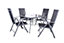 Rio 4 Seater Set with Parasol - Powder Coated Steel - H70 x W96.5 x L96.5 cm - Grey/Black