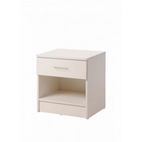 Rio Costa Bedside Cabinet Bedroom Furniture Nightstand Table 1 Drawer White
