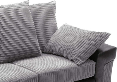 Rio Fabric 3&2 Seater Sofa Set Foam Seating Black-Grey
