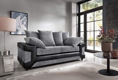 Black fabric 3 store seater sofa