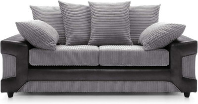 Rio Fabric 3 Seater Sofa Foam Seating Black-Grey