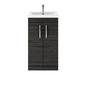 Rio Floor Standing 2 Door Vanity Unit with Mid-Edge Ceramic Basin - Hacienda Black - 500mm - Balterley