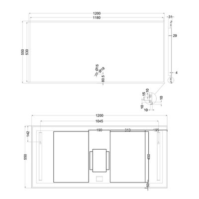 Rio Gold Backlit LED Mirror - (W)1200mm - 3