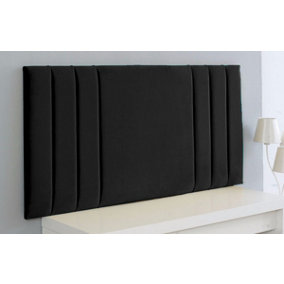 Rio Plush Velvet 6ft Super King 20" Headboard -  Black