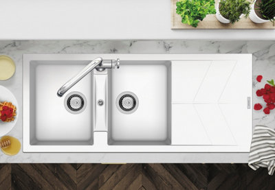 RIOD200PO - Rio D200 Double Bowl and Drainer - Polar