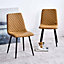 Ripley Faux Leather Dining Chair - Mustard Yellow (Set of 2) with Diamond Stitched Back and Metal Legs