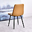 Ripley Faux Leather Dining Chair - Mustard Yellow (Set of 2) with Diamond Stitched Back and Metal Legs