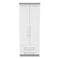 Ripon 2 Door 2 Drawer Wardrobe in White Ash (Ready Assembled)