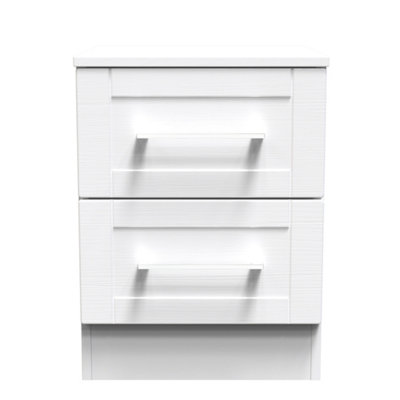 Ripon 2 Drawer Bedside Cabinet in White Ash (Ready Assembled)