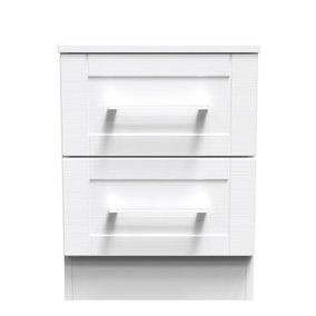 Ripon 2 Drawer Bedside Cabinet in White Ash (Ready Assembled)