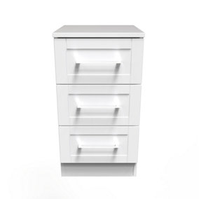 Ripon 3 Drawer Bedside Cabinet in White Ash (Ready Assembled)