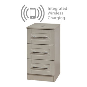 Ripon 3 Drawer Bedside  - WIRELESS CHARGING in Kashmir Ash (Ready Assembled)