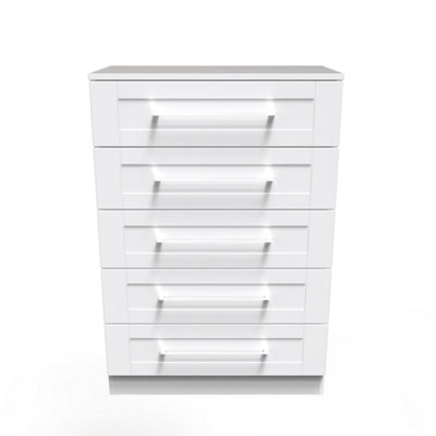 Ripon 5 Drawer Chest in White Ash (Ready Assembled)