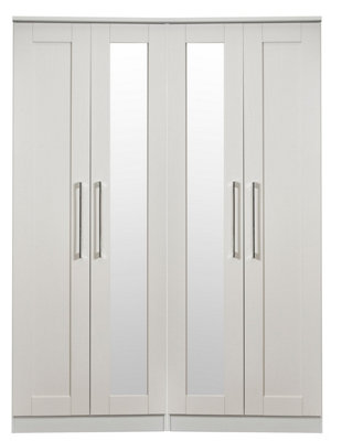 Ripon Tall 4 Door 2 Centre Mirrors in Grey Ash (Ready Assembled)