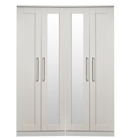 Ripon Tall 4 Door 2 Centre Mirrors in Grey Ash (Ready Assembled)