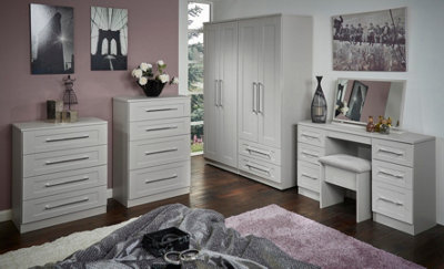 Ripon Tall 4 Door 2 Centre Mirrors in Grey Ash (Ready Assembled)
