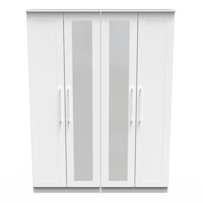 Ripon Tall 4 Door 2 Centre Mirrors in White Ash (Ready Assembled)