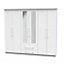Ripon Tall 6 Door 2 Drawer 2 Mirror Wardrobe in White Ash (Ready Assembled)