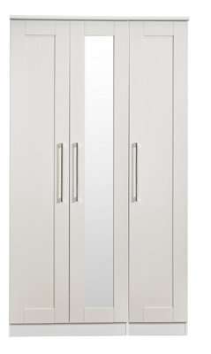 Ripon Tall Triple Mirror Wardrobe in Grey Ash (Ready Assembled)