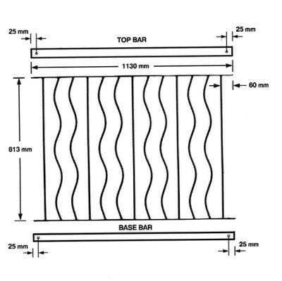 RIPPLA Large Metal Deck Decking Infill Fence Panel 1130mm Wide x 813mm High LPRB
