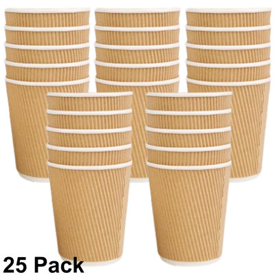 Ripple Brown Paper Cups Triple Layer 240ml/8oz Insulated Disposable ...