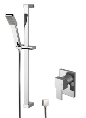 Ripple Concealed Square Manual Valve & Slide Rail Kit Shower Bundle Set - Chrome - Balterley