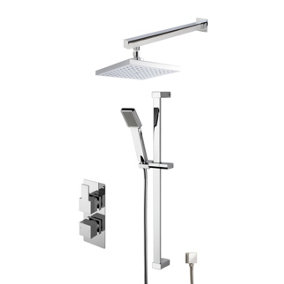 Ripple Concealed Square Twin Valve Shower Set - Chrome - Balterley
