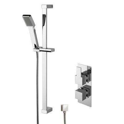 Ripple Concealed Square Twin Valve & Slide Rail Kit Shower Bundle Set - Chrome - Balterley Price Comparisons | Compare The Build