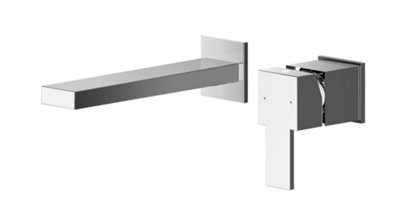 Ripple Square Wall Mount 2 Tap Hole Basin Mixer Tap - Chrome ...