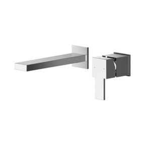 Ripple Square Wall Mount 2 Tap Hole Basin Mixer Tap - Chrome - Balterley