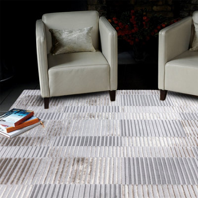 Ripple Stiped Geometric Abstract Modern Rug for Living Room Bedroom and ...
