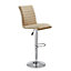 Ripple Taupe Faux Leather Bar Stools With Chrome Base In Pair