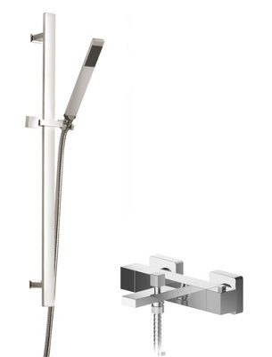 Ripple Wall Mount Thermostatic Bath Shower Mixer Tap with Slide Rail ...