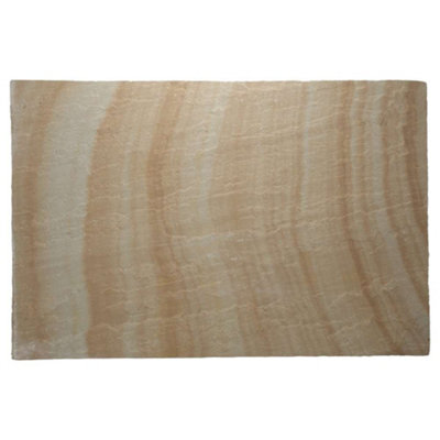 Rippon Buff Riven Sandstone Paving Slabs 600x900mm , Natural Indian ...