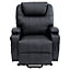 Rise Recliner Chair with Single Motor, Heat and Massage, Remote Control, Pocket Storage and Cup Holders in Black Bonded Leather