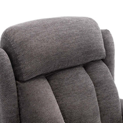 Rise Recliner Chair With Single Motor, Remote Control And Pocket Storage In Charcoal Fabric