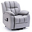 Rise Recliner Chair with Single Motor, Remote Control and Pocket Storage in Leather-Look Grey Technology Fabric