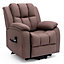 Rise Recliner Chair with Single Motor, Remote Control and Pocket Storage in Leather-Look Mocha Technology Fabric