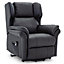 Rise Recliner Chair with Single Motor, Remote Control, Pocket Storage and Wingback Design in Black Bonded Leather