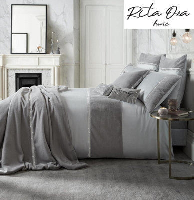 Rita Ora Sylvie 200TC Diamante Trim Duvet Cover Bedding