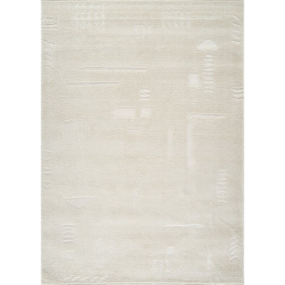 RITA Scandi Modern High Pile Ivory/Off-White Area Rug 120 x 170 cm