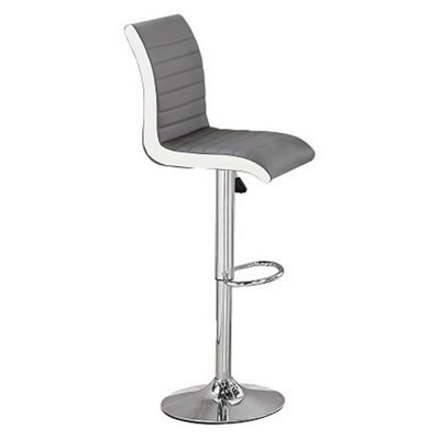 Ritz Grey And White Faux Leather Bar Stools In Pair