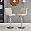Ritz Taupe And White Faux Leather Bar Stools In Pair