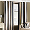 Riva Home Black Broadway Striped Eyelet Curtain Pair (W) 117cm x (L) 137cm