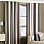 Riva Home Black Broadway Striped Eyelet Curtain Pair (W) 117cm x (L) 137cm