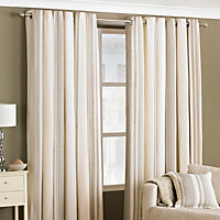 Riva Home Coffee Brown Broadway Striped Eyelet Curtain Pair (W) 168cm x (L) 183cm